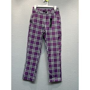 Lars Amadeus Men's Plaid Pants Size 28 Purple